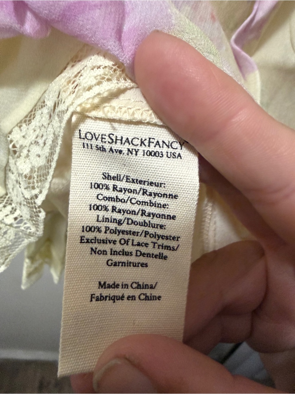 LoveShackFancy Pale Yellow Floral Ruffle Mini Dress with Pink Accents - Picture 7 of 7